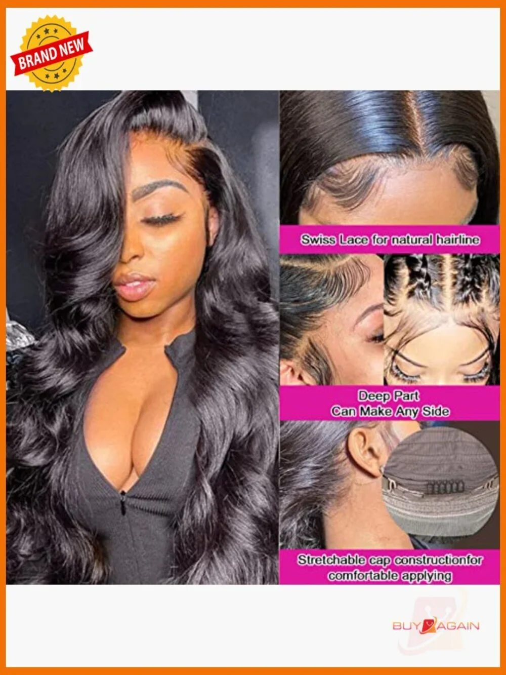 13x6 HD Lace Front Wig Body Wave Human Hair 180 Density Pre Plucked Bleached